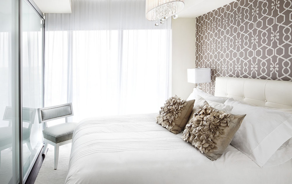 Trendy bedroom photo in Toronto with multicolored walls