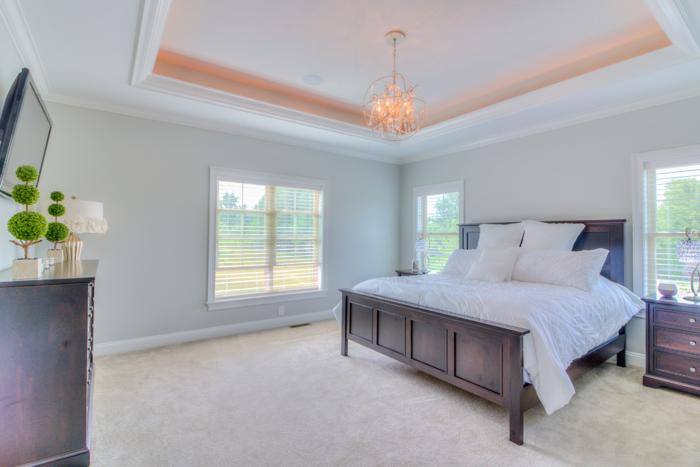 Recessed ceiling with lighting, orb chandalier French Country