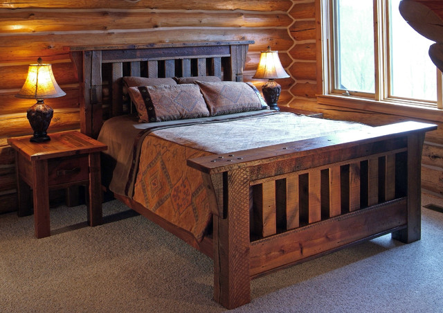 Reclaimed Wood Rustic Cabin Bed Rustic Bedroom Other By Woodland Creek Furniture Houzz Au