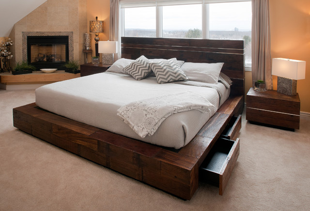 Reclaimed Wood Platform Bed With Drawers Transitional Bedroom Other By Woodland Creek Furniture Houzz Uk - Reclaimed Wood Platform Bed Diy