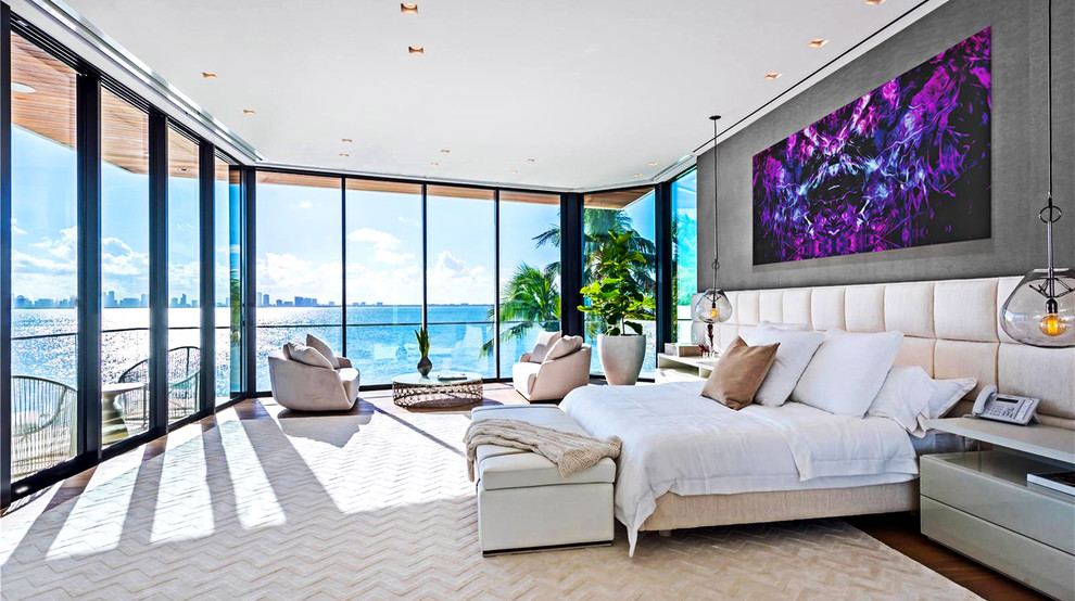 Design ideas for an expansive eclectic bedroom in Miami.
