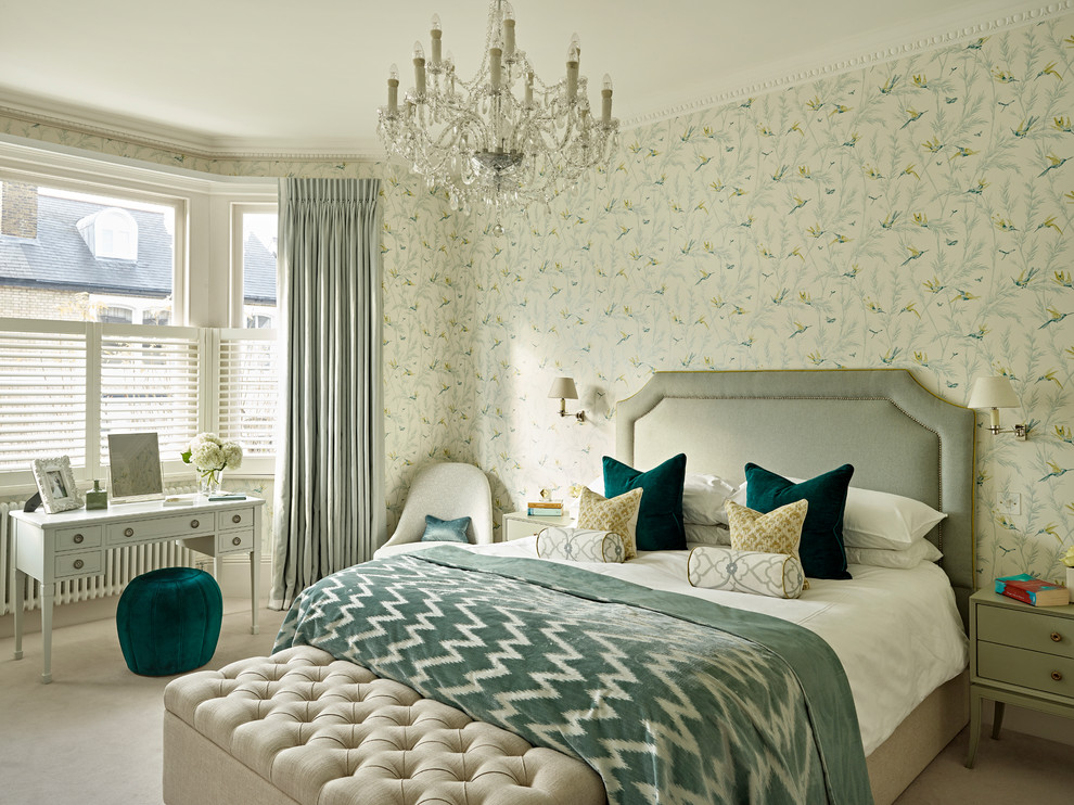 Bedroom - transitional bedroom idea in London