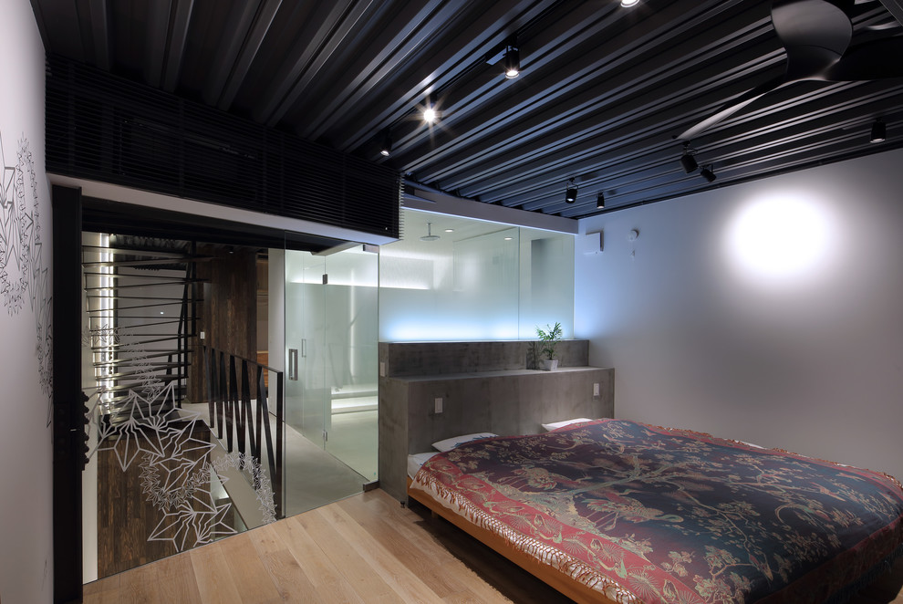 京都にあるコンテンポラリースタイルのおしゃれな寝室のレイアウト
