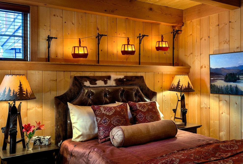 Example of a mountain style guest bedroom design in Manchester