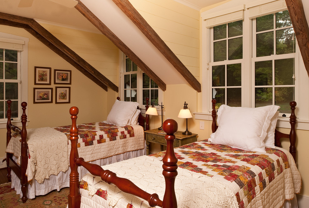 Example of a farmhouse guest bedroom design in Raleigh