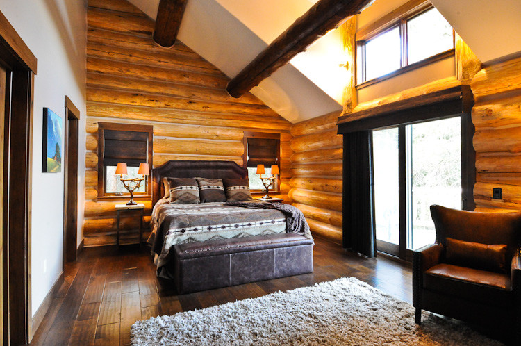 Photo of a rustic bedroom in Denver.