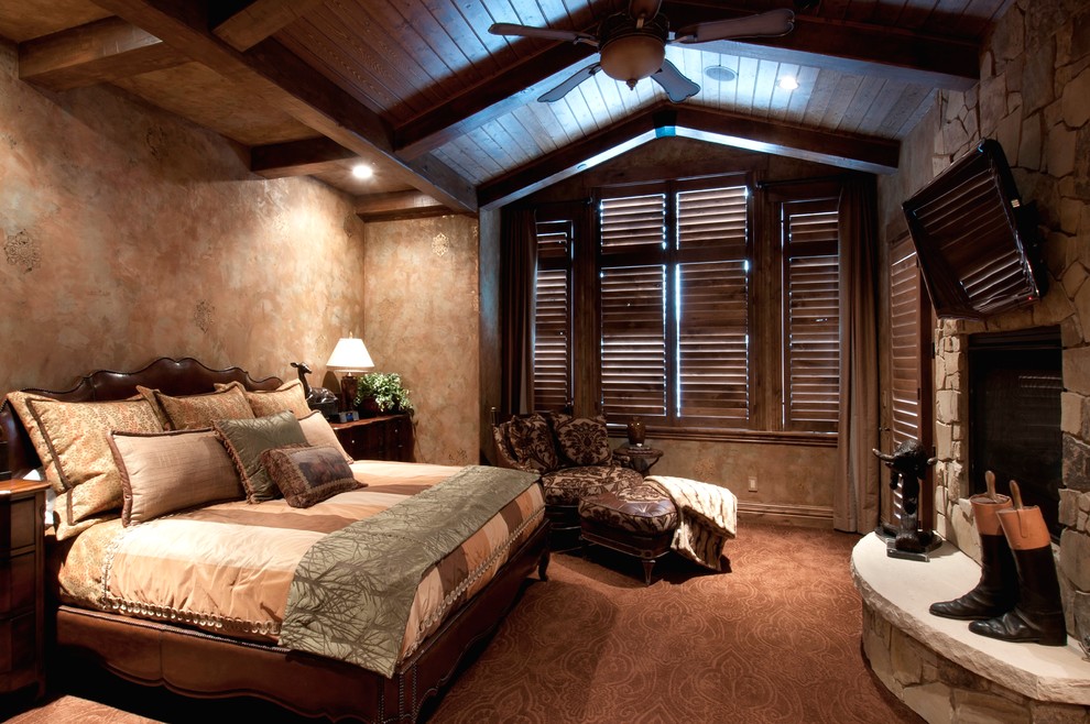 Inspiration for a mid-sized timeless master carpeted bedroom remodel in Denver with beige walls