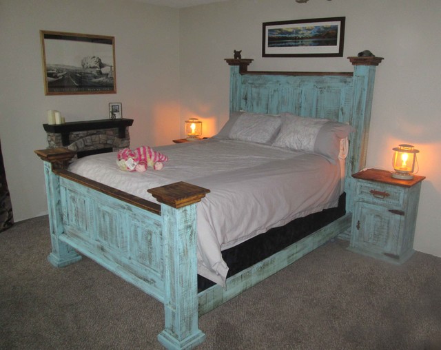 Rustic Pine Turquoise Bedroom Redo Rustic Bedroom Calgary By Rustic Furniture Outlet Houzz