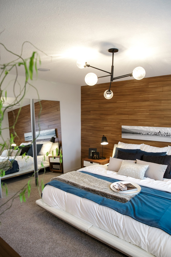 Design ideas for a contemporary bedroom in Calgary.
