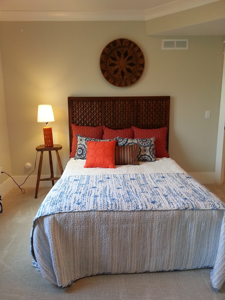Example of a mid-sized classic guest carpeted bedroom design in Salt Lake City with beige walls and no fireplace