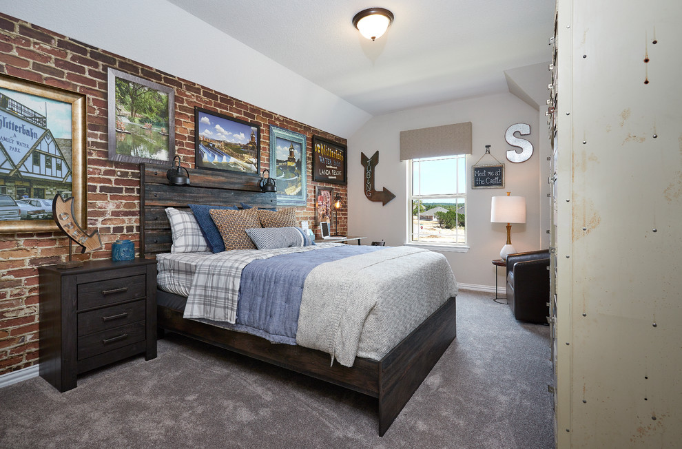 Стильный дизайн: гостевая спальня среднего размера, (комната для гостей) в современном стиле с белыми стенами, ковровым покрытием и серым полом - последний тренд