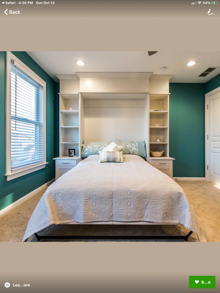 Beach style bedroom in Charleston with blue walls.