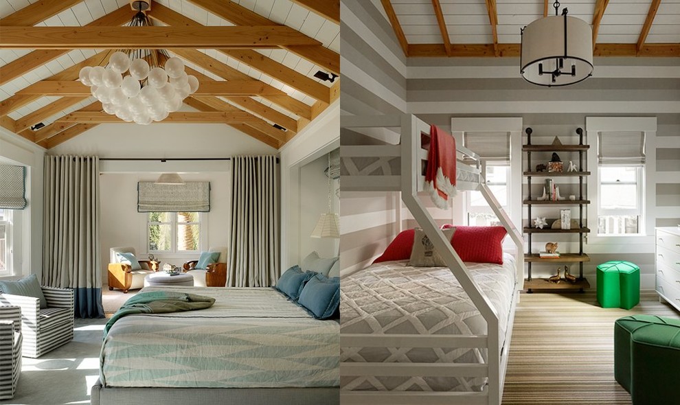 Modernes Hauptschlafzimmer mit weißer Wandfarbe und Teppichboden in San Francisco