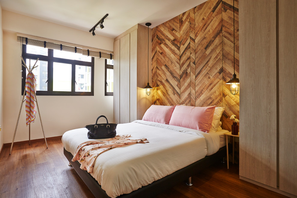 シンガポールにある北欧スタイルのおしゃれな寝室