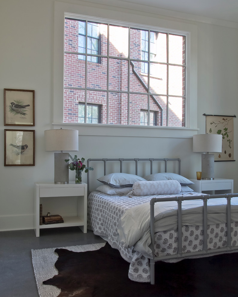 Mid-sized danish master bedroom photo in Atlanta with white walls and no fireplace