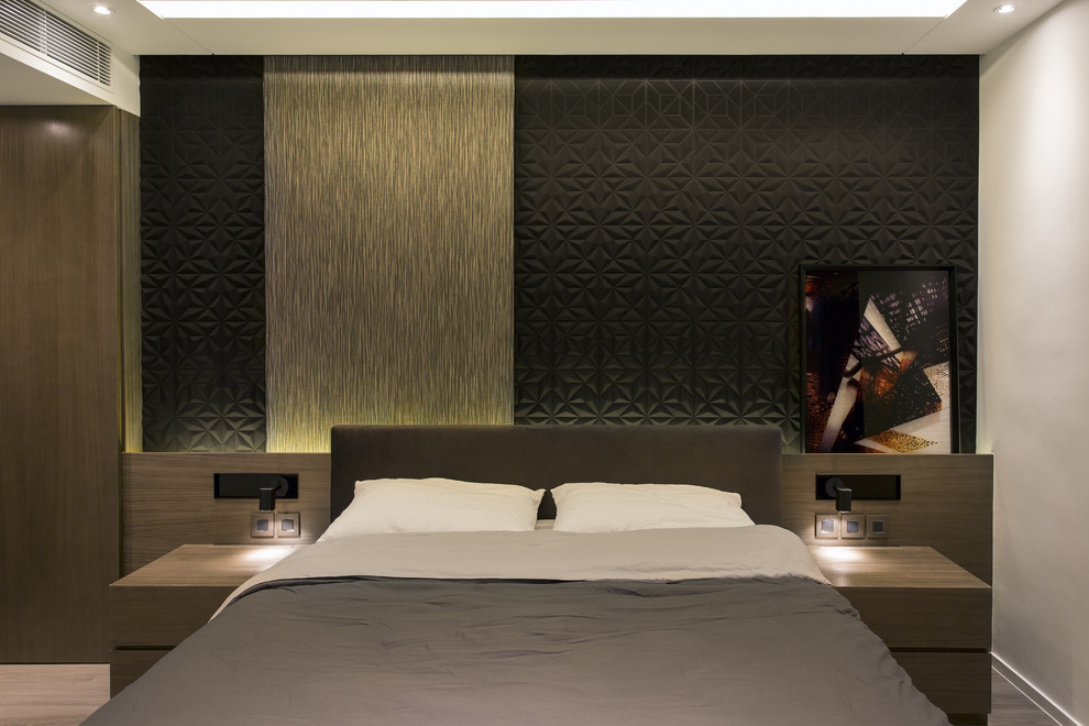 Contemporary bedroom in Hong Kong.