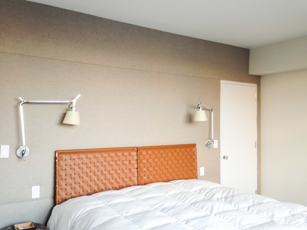 Idee per una camera degli ospiti design di medie dimensioni con pareti beige e nessun camino