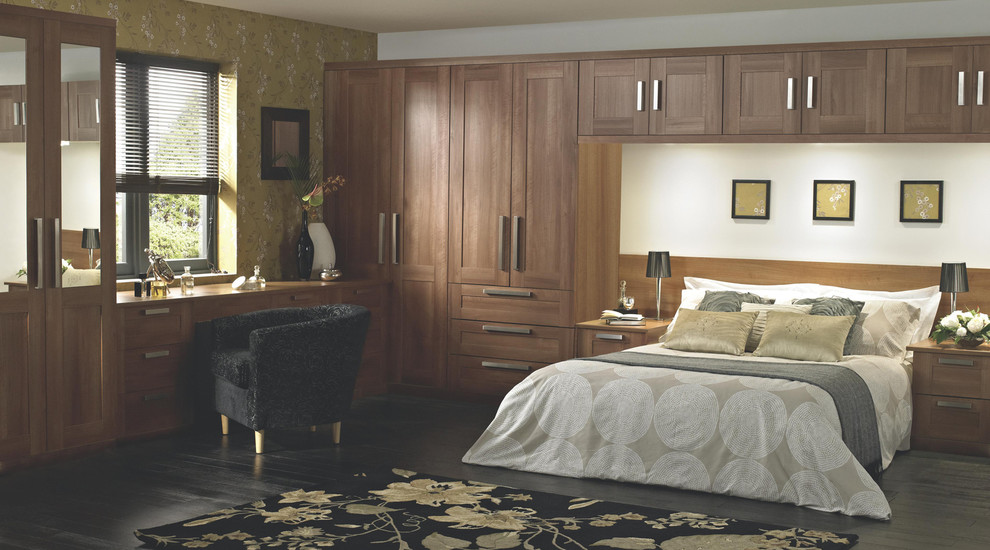 Shaker Walnut Style Modular Bedroom Furniture System Contemporary