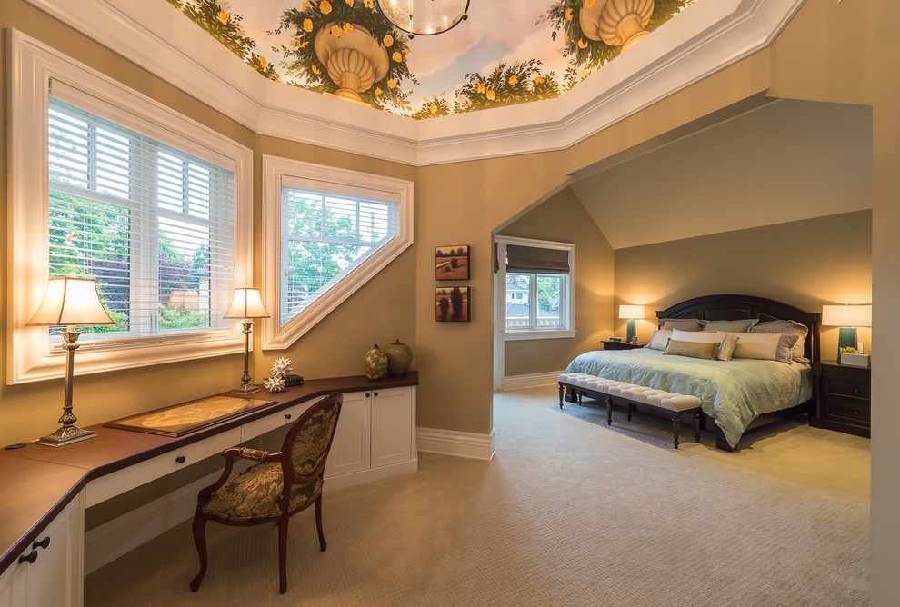 Photo of a traditional bedroom in Vancouver.