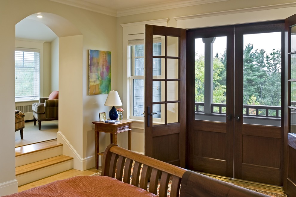 Inspiration for a victorian bedroom remodel in Burlington with beige walls
