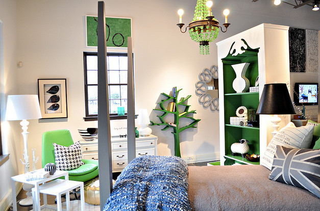 Bedroom - contemporary bedroom idea in Charlotte