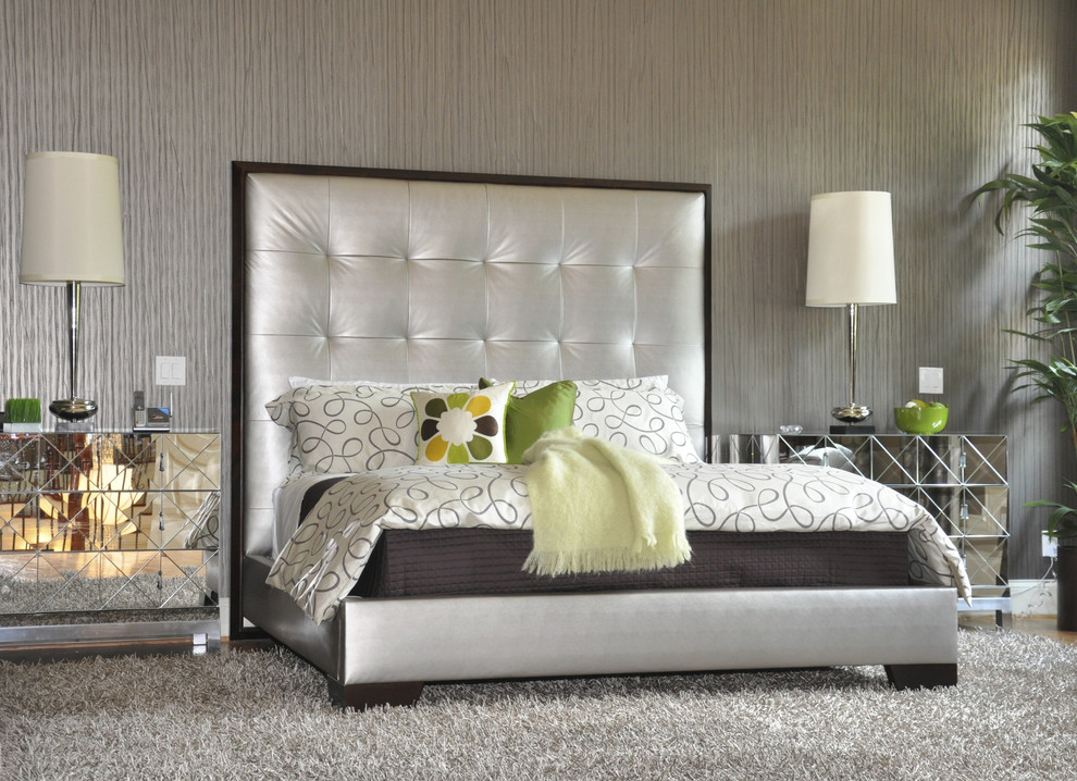 Inspiration for a contemporary master bedroom remodel in Atlanta with gray walls and no fireplace
