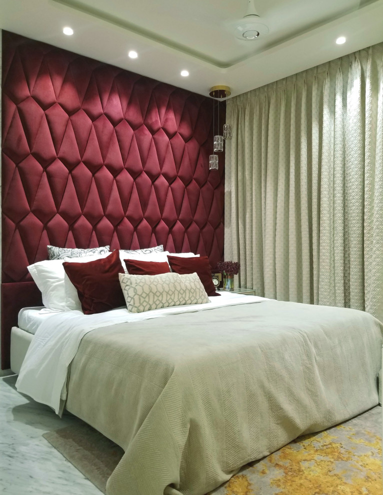 Design ideas for a contemporary bedroom in Mumbai.