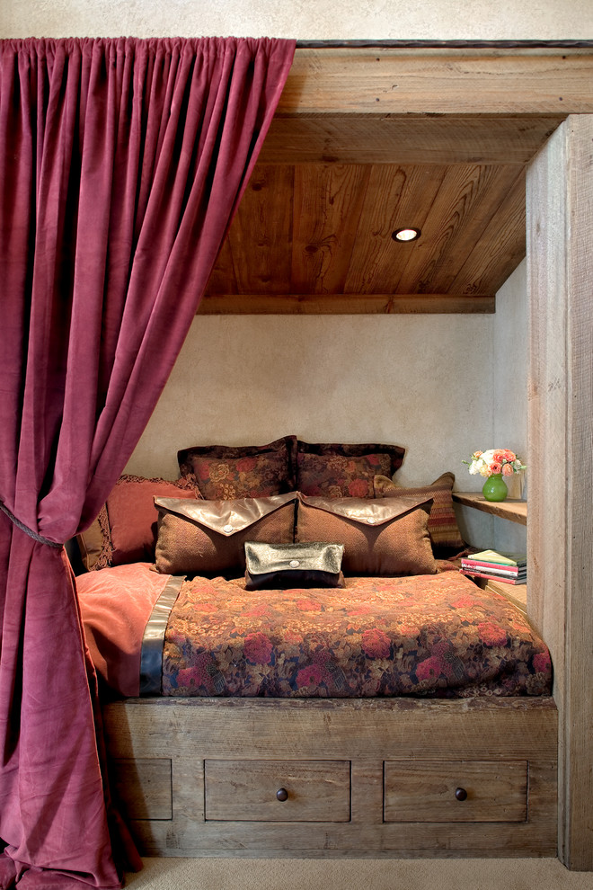 Design ideas for a rustic bedroom in Sacramento.
