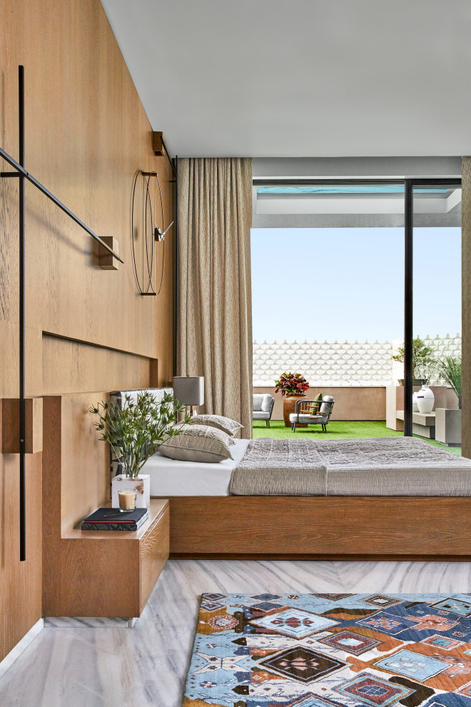 Bedroom - tropical bedroom idea in Mumbai