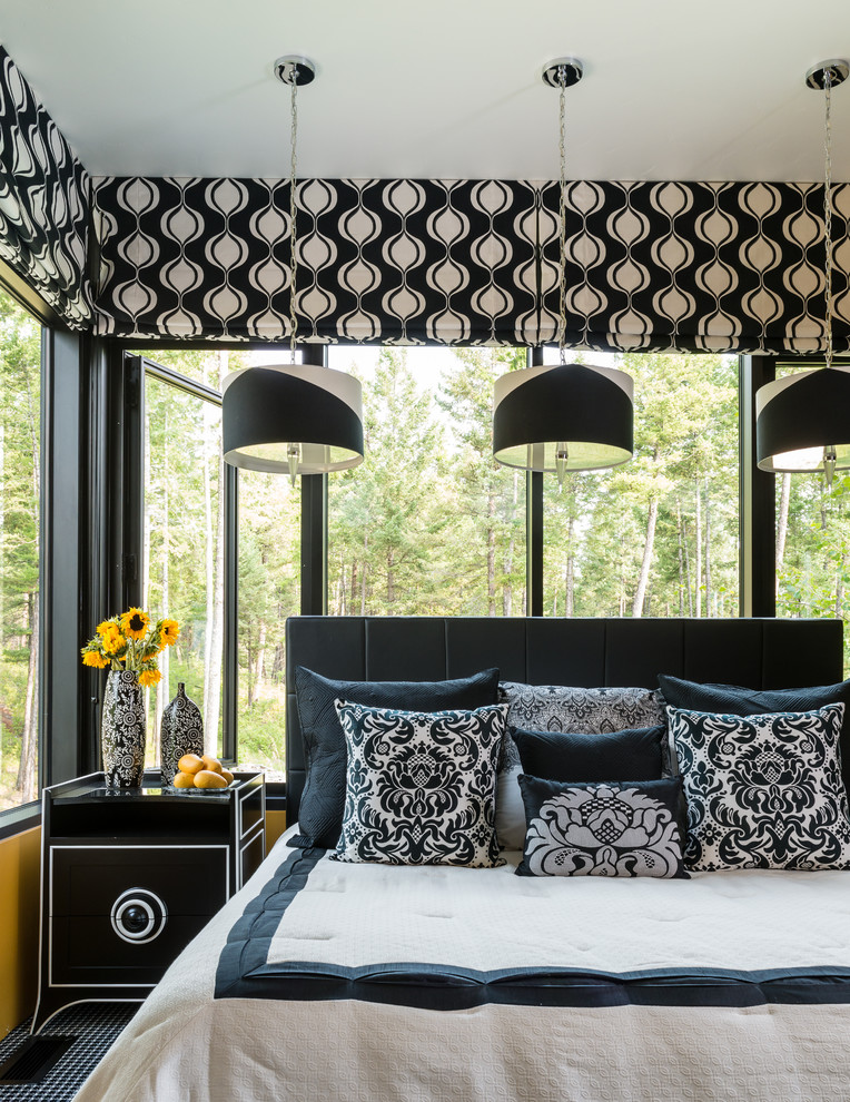 Diseño de habitación de invitados contemporánea con moqueta
