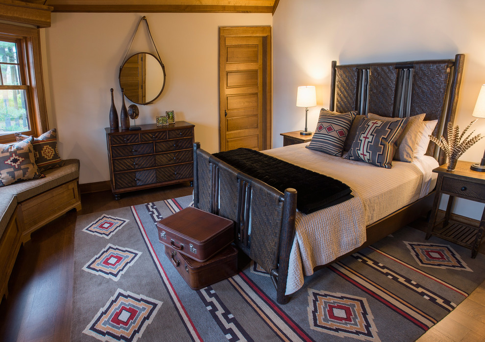 This is an example of a rustic bedroom in New York.