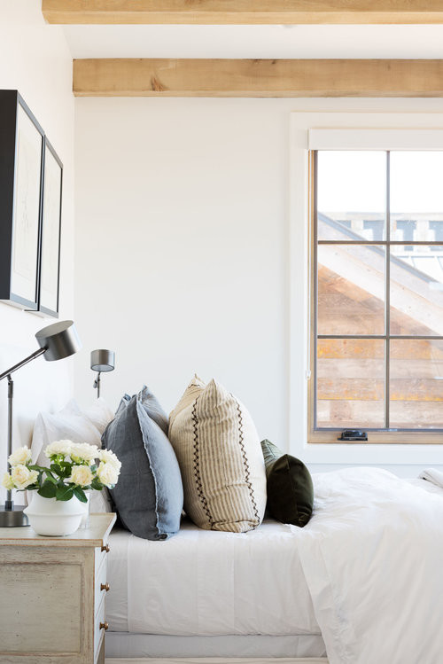 ソルトレイクシティにある小さなトランジショナルスタイルのおしゃれな客用寝室 (白い壁、カーペット敷き、マルチカラーの床)