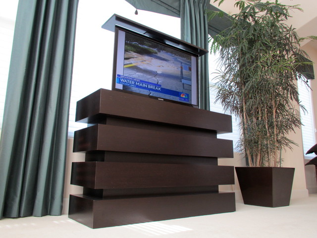 Small Le Bloc motorized pop up TV Lift Cabinet built by Cabinet Tronix -  Modern - Bedroom - San Diego - by TV Lift Cabinet by Cabinet Tronix | Houzz  NZ