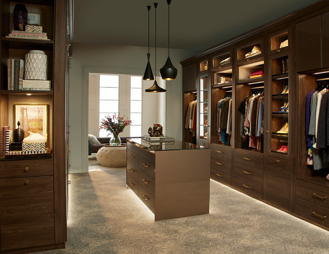 Sophisticated Couple s Walk in Closet Transitional Wardrobe