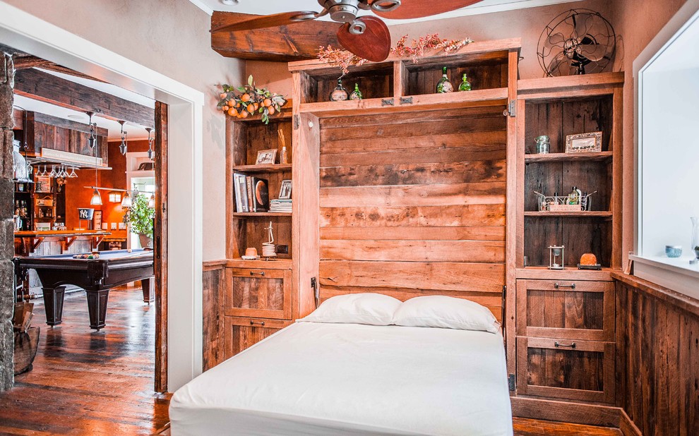 Design ideas for a rustic bedroom in New York.