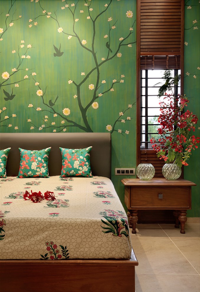 アフマダーバードにあるコンテンポラリースタイルのおしゃれな寝室