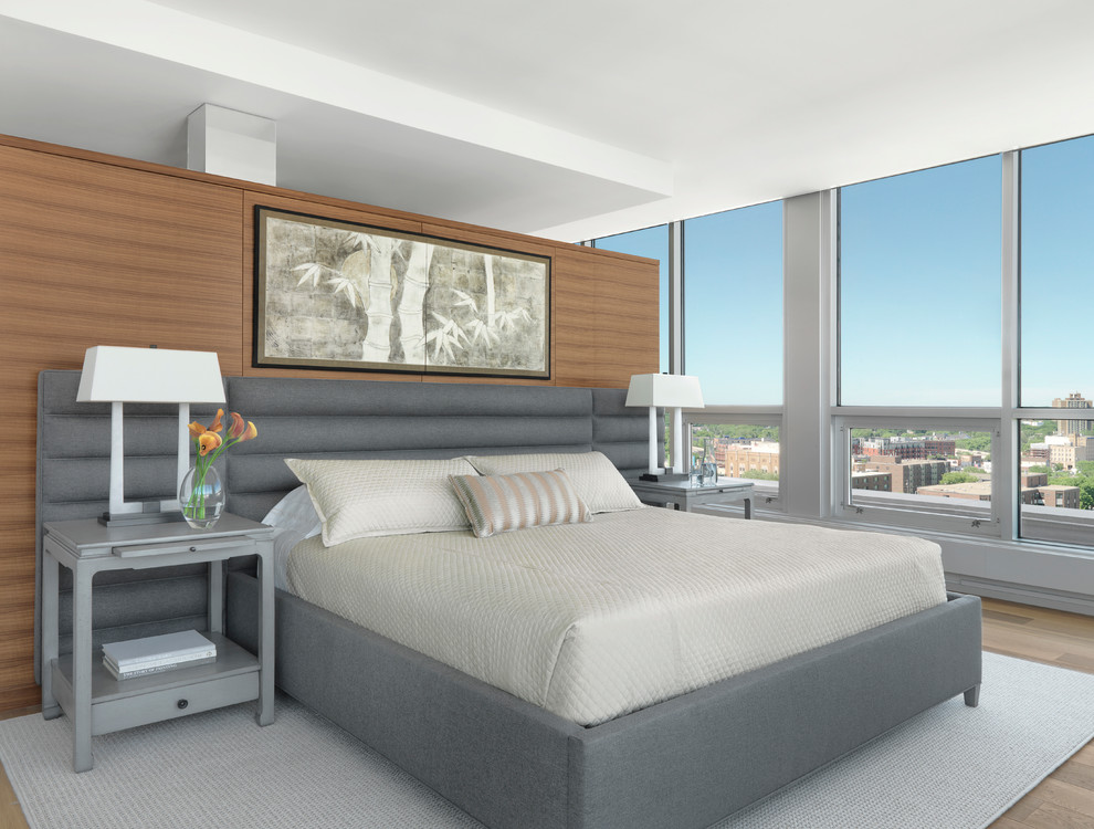 This is an example of a contemporary bedroom in St Louis.