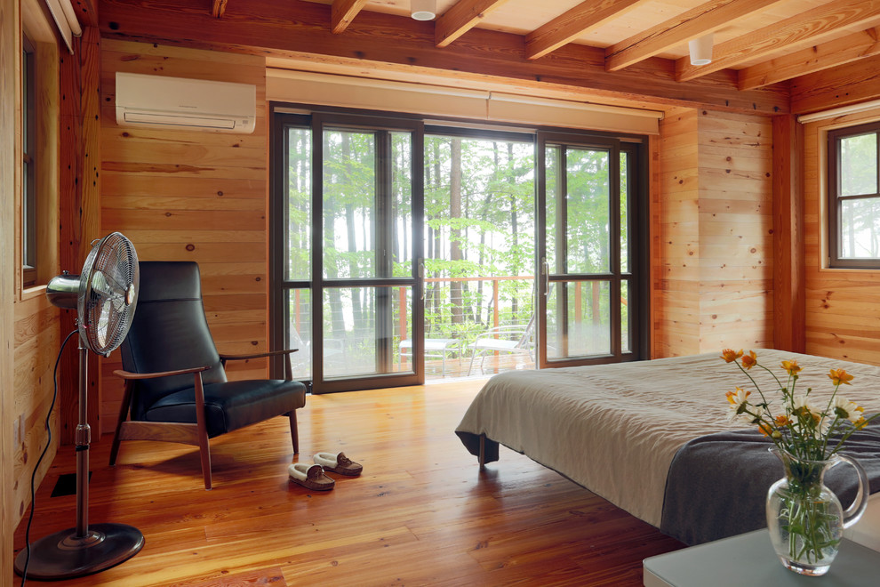 Photo of a rustic bedroom in Boston.