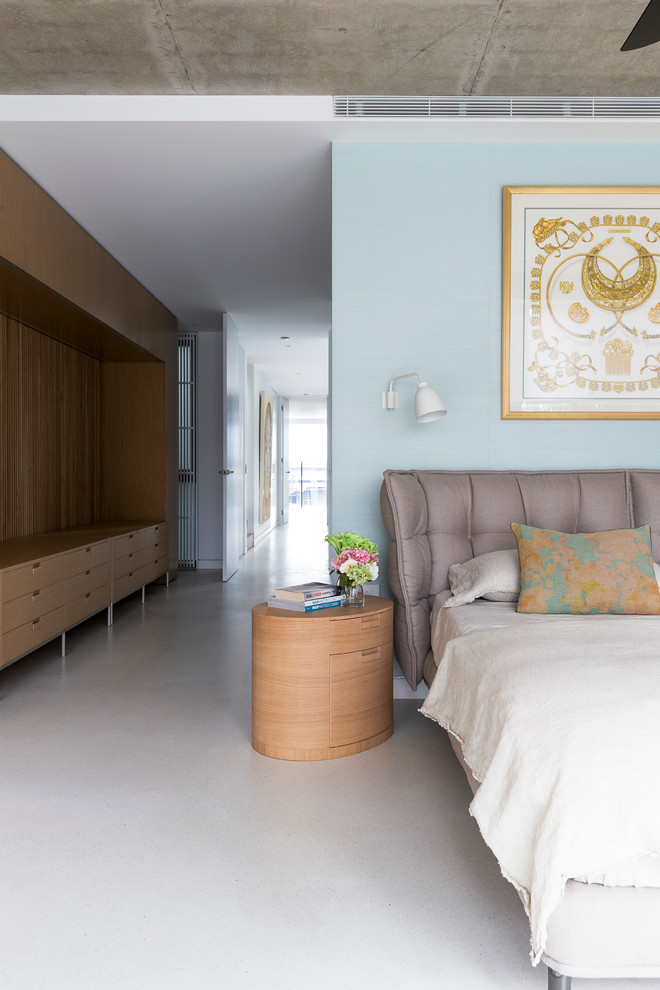 メルボルンにあるコンテンポラリースタイルのおしゃれな寝室のレイアウト