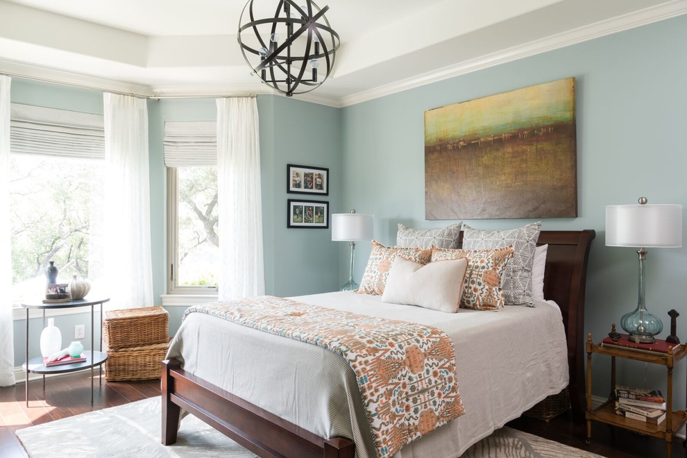 Example of a farmhouse bedroom design in Austin