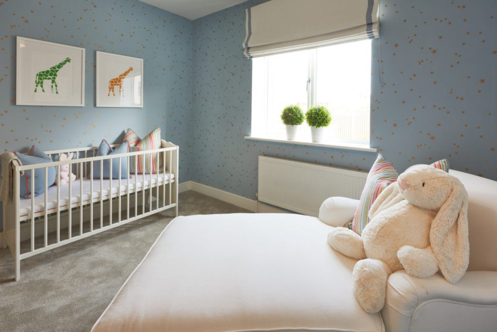 Trendy bedroom photo in Dublin