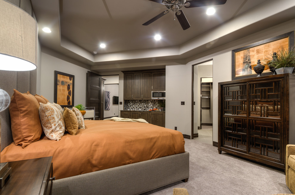 Inspiration for a medium sized contemporary guest bedroom in Salt Lake City with grey walls and carpet.