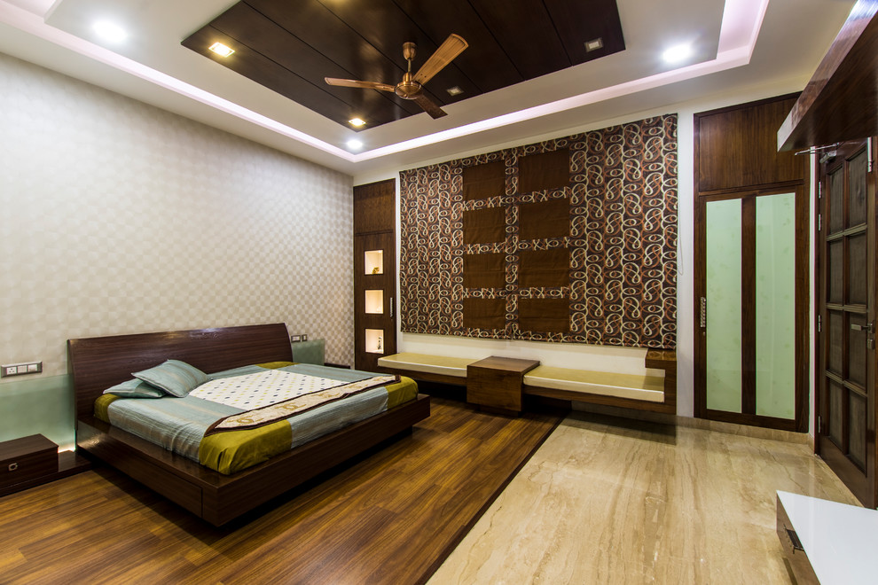 Photo of a world-inspired bedroom in Delhi.