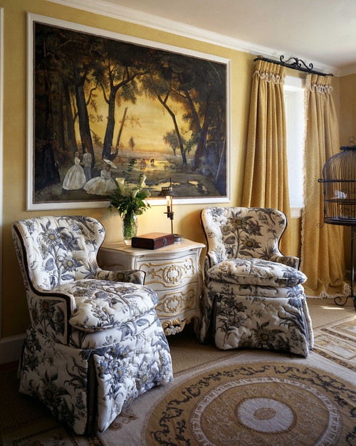 мебель с крупным рисунком интерьера частного дома