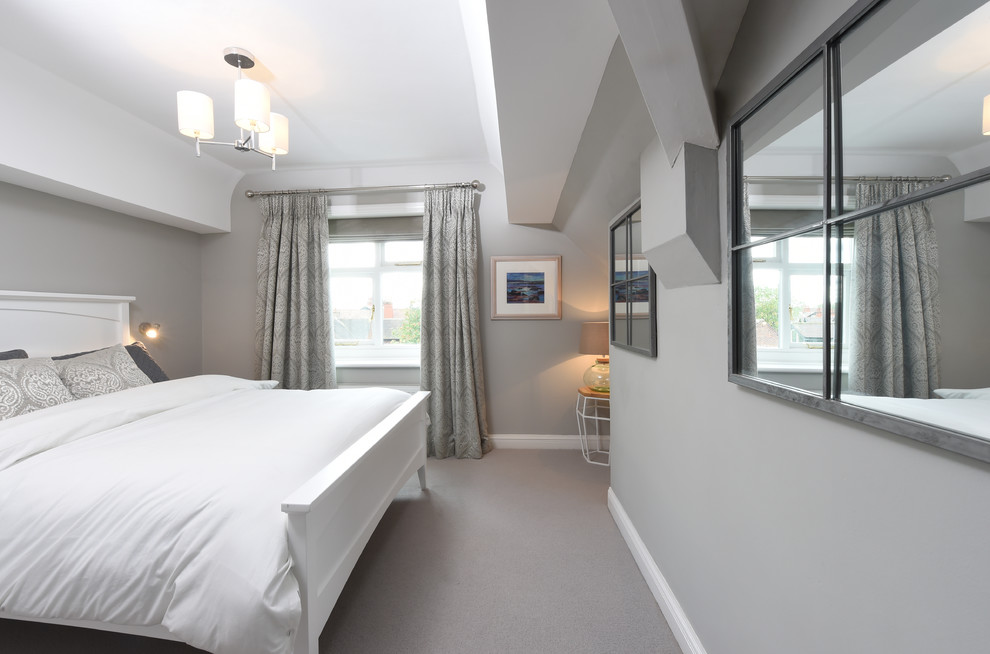 Photo of a traditional grey and silver bedroom in Manchester.