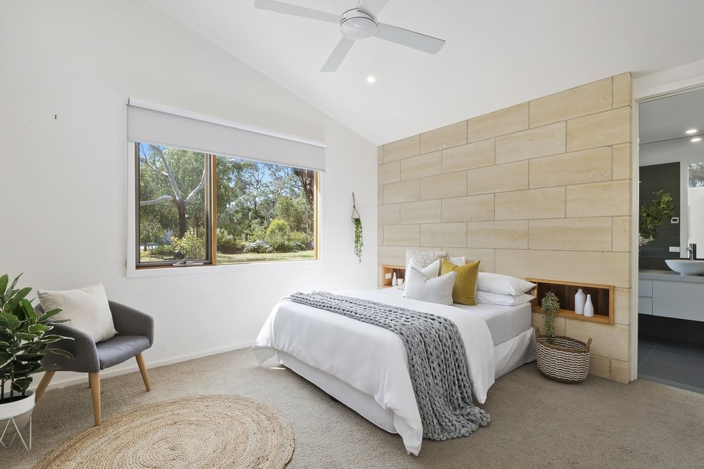 Example of a beach style bedroom design in Geelong