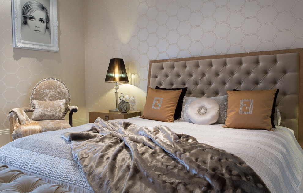 Huge trendy bedroom photo in Cheshire