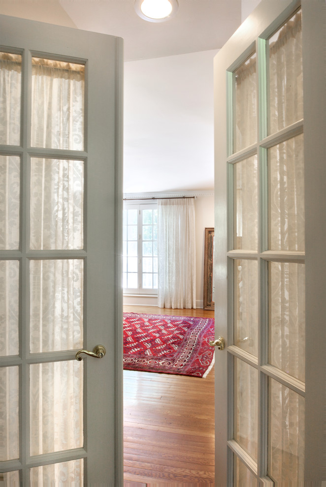 Sweet French Door Treatments and Europleat Sheers for Master BR