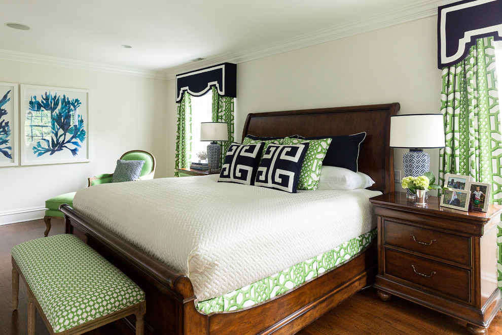 Tailored Blue and Green Master Bedroom Transitional Bedroom New