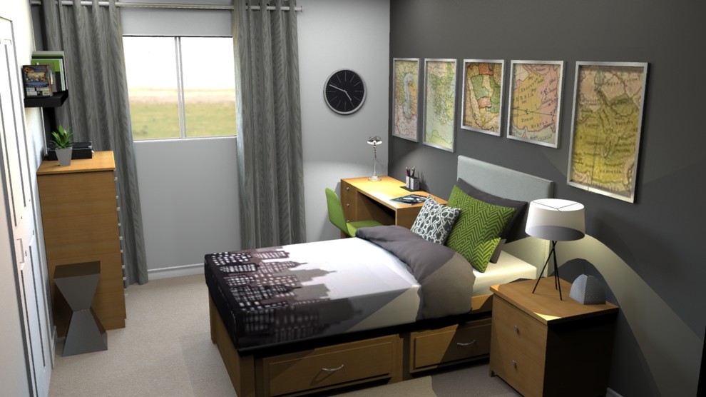 Example of a small trendy guest bedroom design in Vancouver